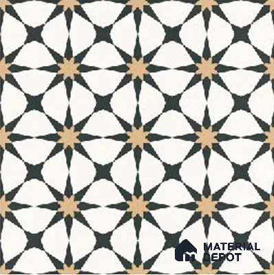 Moroccans Carpet Wall & Floor Tile TL 09906 C Nero Star Decor 8 inch x 8 inch Vitrified Matte Finish - 9 mm | Suitable For Living Room, Bedroom, Kitchen | 2 mm Spacer is Mandatory | Please Expect a Slight Variation of Pattern