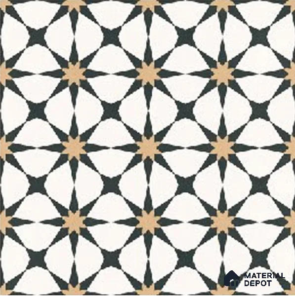 Moroccans Carpet Wall & Floor Tile TL 09906 C Nero Star Decor 8 inch x 8 inch Vitrified Matte Finish - 9 mm | Suitable For Living Room, Bedroom, Kitchen | 2 mm Spacer is Mandatory | Please Expect a Slight Variation of Pattern