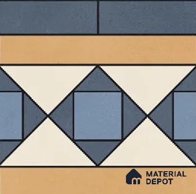 Moroccans Floor Tile TL 09909 B Flusion Border 8x8 inch Vitrified Matte Finish - 9 mm | Suitable For Living Room, Bedroom | 2 mm Spacer is Mandatory | Please Expect a Slight Variation of Pattern