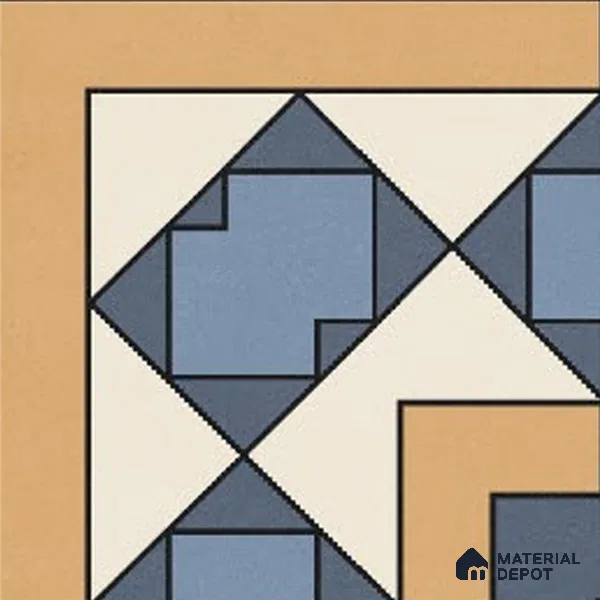 Moroccans Floor Tile TL 09909 Flusion Corner 8x8 inch Vitrified Matte Finish - 9 mm | Suitable For Living Room, Bedroom | 2 mm Spacer is Mandatory | Please Expect a Slight Variation of Pattern