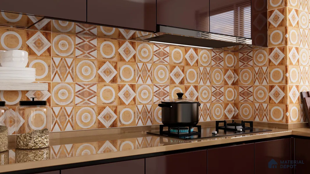 TL 01294 Abstract Choco Brown 1 ft x 1 ft Matte Finish Luster surface Ceramic Digital Wall Tile - 9 mm | Suitable for Bathroom, Kitchen, Dining Area