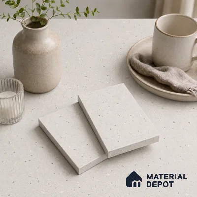 Terrazzo Counter Top Slab TL 06037 Nexa Bianco 8 ft x 2.6 ft mm Full Body Vitrified Matte Finish - 15 mm | Suitable For Counter Top, Dining Table Top & Window Frame
