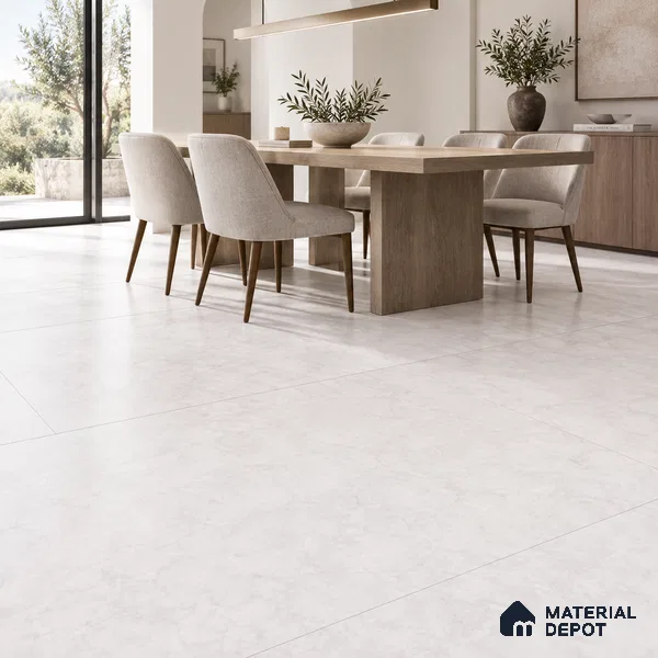 Marble Carrara Wall & Floor Tile TL 09761 Off-White 5.2 ft x 2.6 ft Matte Finish Vitrified Tile - 9 mm | 4 Random Designs | Suitable For Living Room, Bedroom, Dining Area
