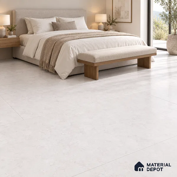 Marble Carrara Wall & Floor Tile TL 09761 Off-White 5.2 ft x 2.6 ft Matte Finish Vitrified Tile - 9 mm | 4 Random Designs | Suitable For Living Room, Bedroom, Dining Area