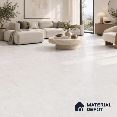 Marble Carrara Wall & Floor Tile TL 09761 Off-White 5.2 ft x 2.6 ft Matte Finish Vitrified Tile - 9 mm | 4 Random Designs | Suitable For Living Room, Bedroom, Dining Area