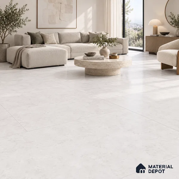 Marble Carrara Wall & Floor Tile TL 09761 Off-White 5.2 ft x 2.6 ft Matte Finish Vitrified Tile - 9 mm | 4 Random Designs | Suitable For Living Room, Bedroom, Dining Area