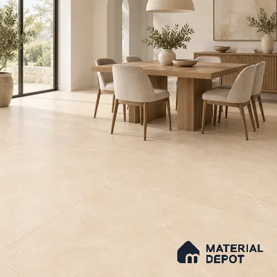 Marble Floor & Wall Tile TL 09765 C Royal Pulpis Crema 5 ft x 3 ft  Matte Finish Vitrified Large Format Tile - 9 mm | 3 Random Design | Suitable For Living Room, Bedroom, Dining Area