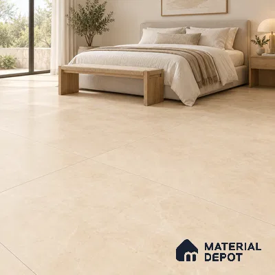 Marble Floor & Wall Tile TL 09765 C Royal Pulpis Crema 5 ft x 3 ft  Matte Finish Vitrified Large Format Tile - 9 mm | 3 Random Design | Suitable For Living Room, Bedroom, Dining Area