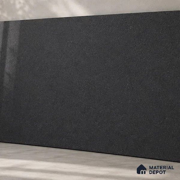 Stone Look Counter Top Slab TL 10057 Grainy Black Polished 8 ft x 2.62 ft Glossy Finish Vitrified Large Format Tile - 15 mm | Suitable For Counter Top, Dining Table Top & Window Frame