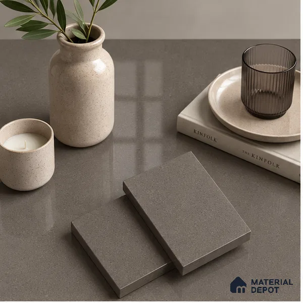 Stone Counter Top Slab TL 10057 D Grainy Caramel Polished 8 ft x 2.62 ft Glossy Finish Vitrified Large Format Tile - 15 mm | Suitable For Counter Top, Dining Table Top & Window Frame
