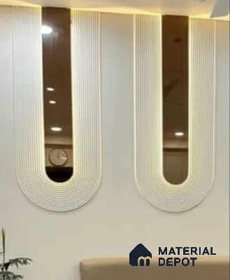 Duco Paintable U-Shaped Groove Wall Panel with Backlit Accent 8 ft x 4 ft CNC Made HDHMR - 25 mm