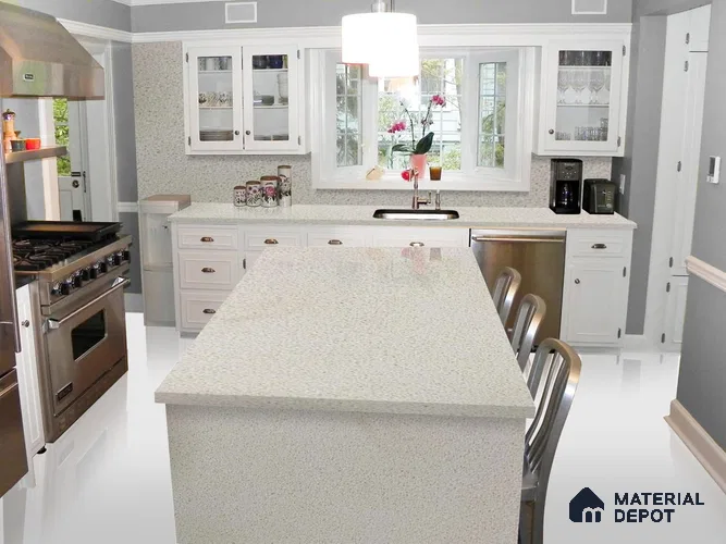 Belina Quartz QR 00369 Evening Grey Value Series 10.5 ft x 5.25 ft Quartz - 20 mm | 5 Years Warranty | Suitable for Kitchen, Restaurant, Counter Tops, Dining, Reception, office