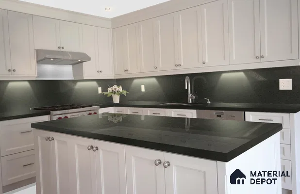 Belina Quartz QR 00370 Shadow Grey Value Series 10.5 ft x 5.25 ft Quartz - 20 mm | 5 Years Warranty | Suitable for Kitchen, Restaurant, Counter Tops, Dining, Reception, office