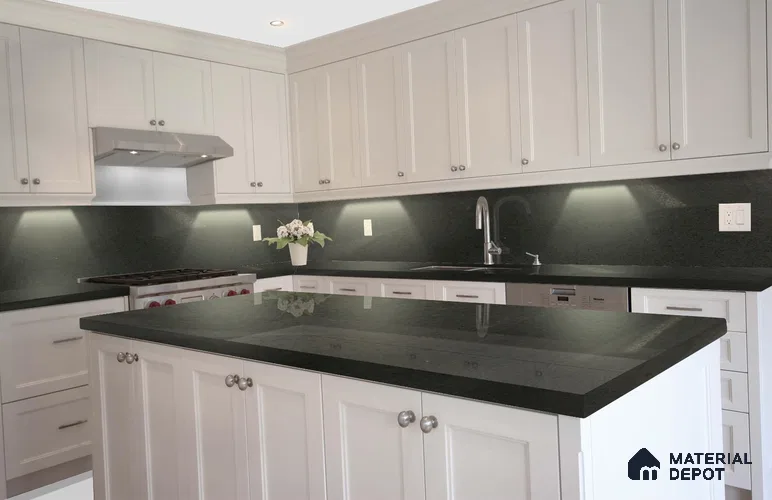 Belina Quartz QR 00370 Shadow Grey Value Series 10.5 ft x 5.25 ft Quartz - 20 mm | 5 Years Warranty | Suitable for Kitchen, Restaurant, Counter Tops, Dining, Reception, office
