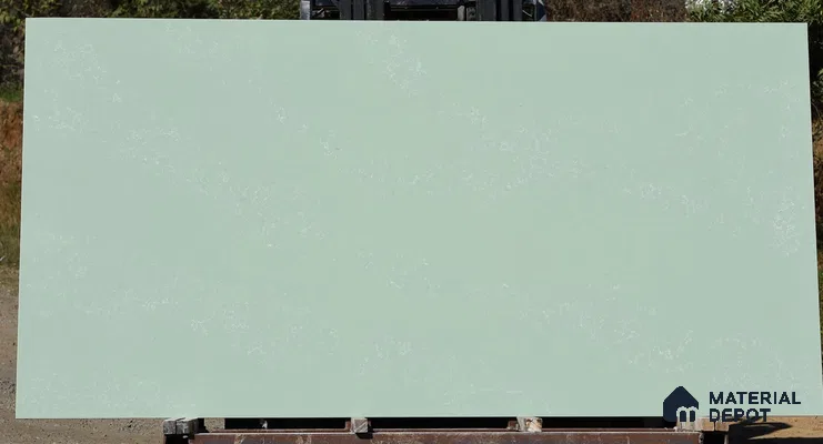 Belina Quartz {SKU} Celadon Mist Value Series 10.5 ft x 5.25 ft Quartz - 20 mm | 5 Years Warranty | Suitable for Kitchen, Restaurant, Counter Tops, Dining, Reception, office