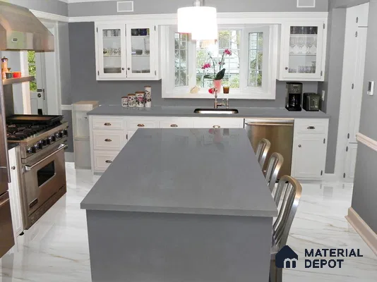 Belina Quartz QR 00371 Grey Fantasy Value Series 10.5 ft x 5.25 ft Quartz - 20 mm | 5 Years Warranty | Suitable for Kitchen, Restaurant, Counter Tops, Dining, Reception, office
