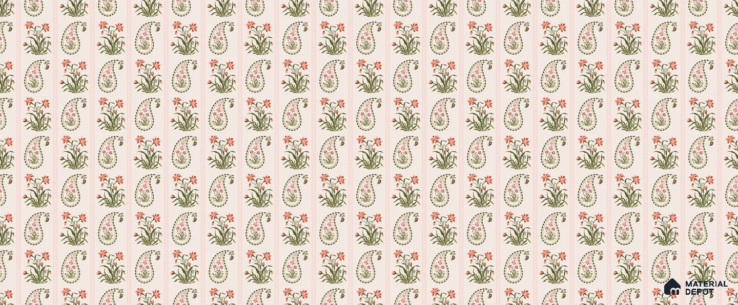 Vector Harmony of Hand-Drawn Geometric Flowers Wallpaper in Seamless Arrangement | WP 05271 Canvas | 250 GSM WP01CNF Paper | (MOQ = 30 Sq. Ft.)