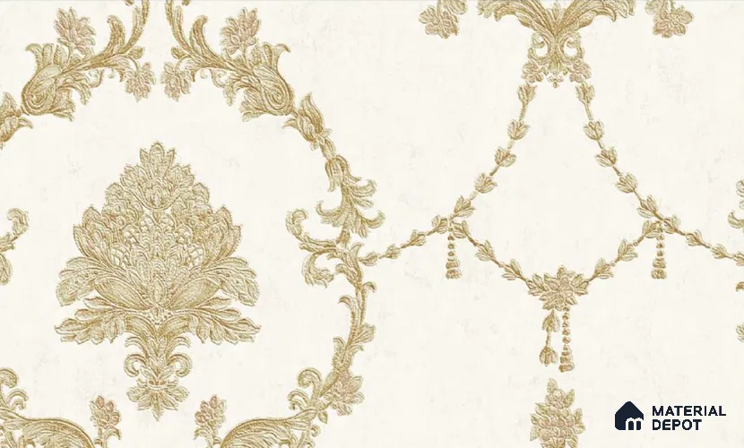 W-253 | 9.5 Meter x 21 Inches Damask Look Wallpaper - 55 Sq. Ft. | Minimum 15% wastage during installation
