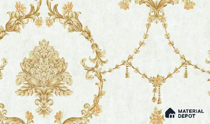W-255 | 9.5 Meter x 21 Inches Damask Look Wallpaper - 55 Sq. Ft. | Minimum 15% wastage during installation