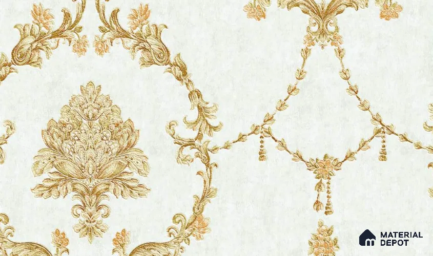 W-255 | 9.5 Meter x 21 Inches Damask Look Wallpaper - 55 Sq. Ft. | Minimum 15% wastage during installation