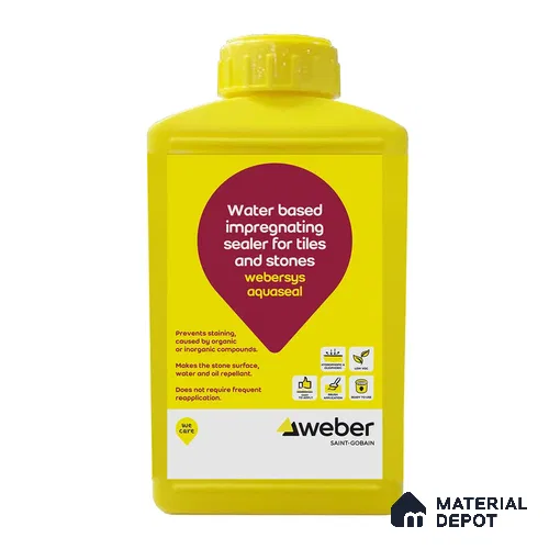 Weber Floor & Wall Polymer Based Water Sealer Aquaseal Water-Based Tile & Stone Impregnator Sealer - 1 Ltr