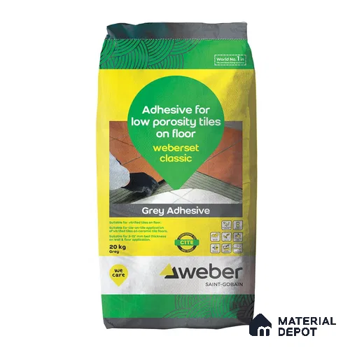Weberset Classic Grey Polymer Modified Low Porosity Tile Adhesive - 20 Kg