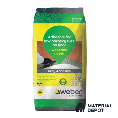 Weberset Classic Grey Polymer Modified Low Porosity Tile Adhesive - 30 Kg