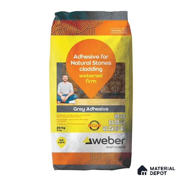 Weberset Firm Grey Polymer Modified Natural Stone Cladding Adhesive - 20 Kg
