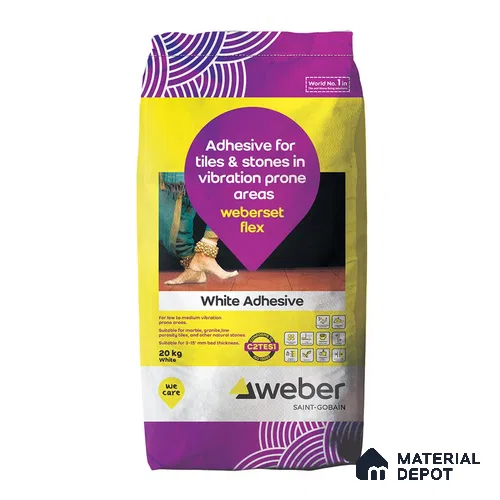 Weberset Flex White Polymer Modified Flexible Large Format Tile & Stone Adhesive - 20 Kg