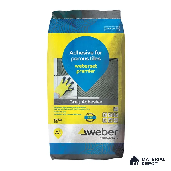 Weberset Premier Grey Polymer Modified Porous Tile Cementitious Adhesive - 30 Kg