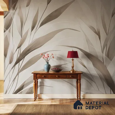 Whispering Blades Soft Mocha Abstract Customised Soft Feel Wallpaper for Rooms