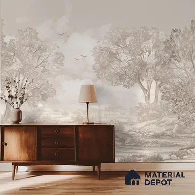 Whispering Moors Scenic Wallpaper Design Customised beige