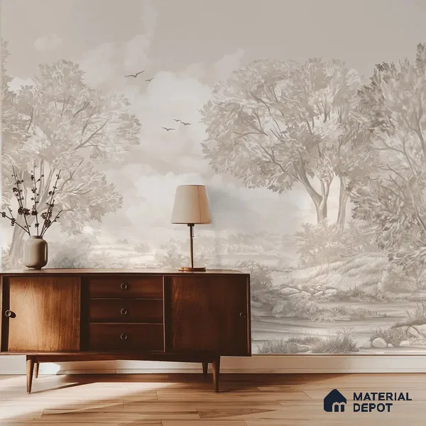 Whispering Moors Scenic Wallpaper Design Customised beige