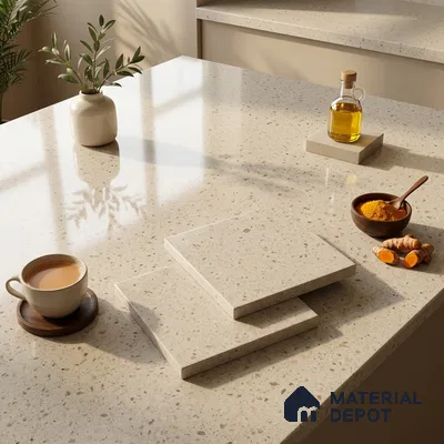 Plain Counter Top Slab TL 12644 Dura White 8 ft x 2.62 ft White Full Body Vitrified Glossy Finish - 15 mm | Suitable For Counter Top, Dining Table Top & Window Frame