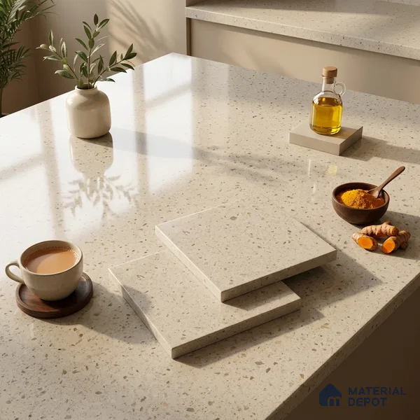 Plain Counter Top Slab TL 12644 Dura White 8 ft x 2.62 ft White Full Body Vitrified Glossy Finish - 15 mm | Suitable For Counter Top, Dining Table Top & Window Frame