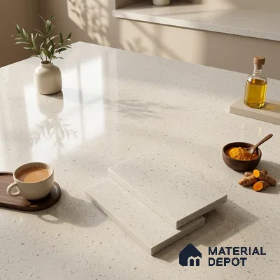 Plain Counter Top Slab TL 12644 Dura White 8 ft x 2.62 ft White Full Body Vitrified Glossy Finish - 15 mm | Suitable For Counter Top, Dining Table Top & Window Frame