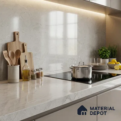 Plain Counter Top Slab TL 12644 Dura White 8 ft x 2.62 ft White Full Body Vitrified Glossy Finish - 15 mm | Suitable For Counter Top, Dining Table Top & Window Frame