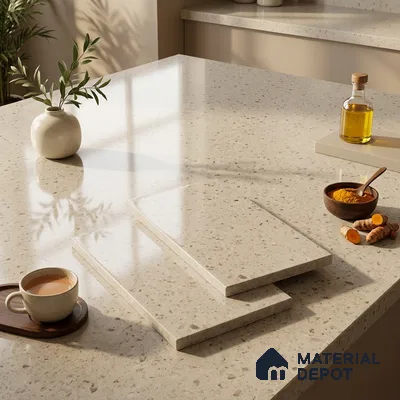 Plain Counter Top Slab TL 12643 Crystal White 8 ft x 2.62 ft White Full Body Vitrified Glossy Finish - 15 mm | Suitable For Counter Top, Dining Table Top & Window Frame