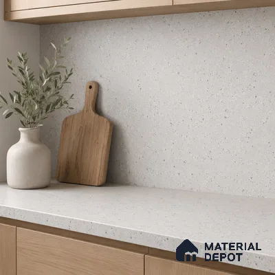 Terrazzo Kitchen Counter Top Slab TL 11507 B Mozeco Ice 8 ft x 3 ft Full Body Digimatt Finish - 15 mm | Suitable for Table Top & Window Frame | Adhesive and Spacers Must be Used During Installation