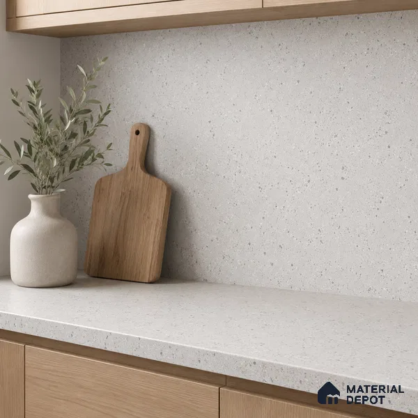 Terrazzo Kitchen Counter Top Slab TL 11507 B Mozeco Ice 8 ft x 3 ft Full Body Digimatt Finish - 15 mm | Suitable for Table Top & Window Frame | Adhesive and Spacers Must be Used During Installation