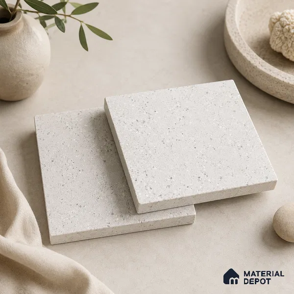 Terrazzo Kitchen Counter Top Slab TL 11507 B Mozeco Ice 8 ft x 3 ft Full Body Digimatt Finish - 15 mm | Suitable for Table Top & Window Frame | Adhesive and Spacers Must be Used During Installation