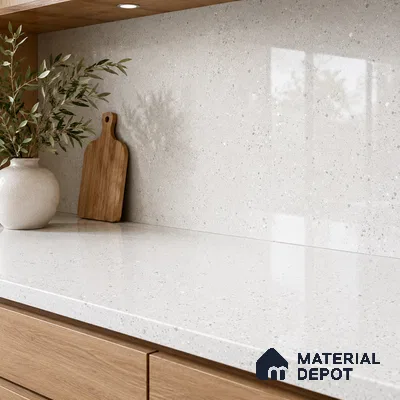 Terrazzo Kitchen Counter Top Slab TL 11507 Mozeco Ice 8 ft x 3 ft Full Body Glossy Finish - 15 mm | Suitable for Table Top & Window Frame | Adhesive and Spacers Must be Used During Installation