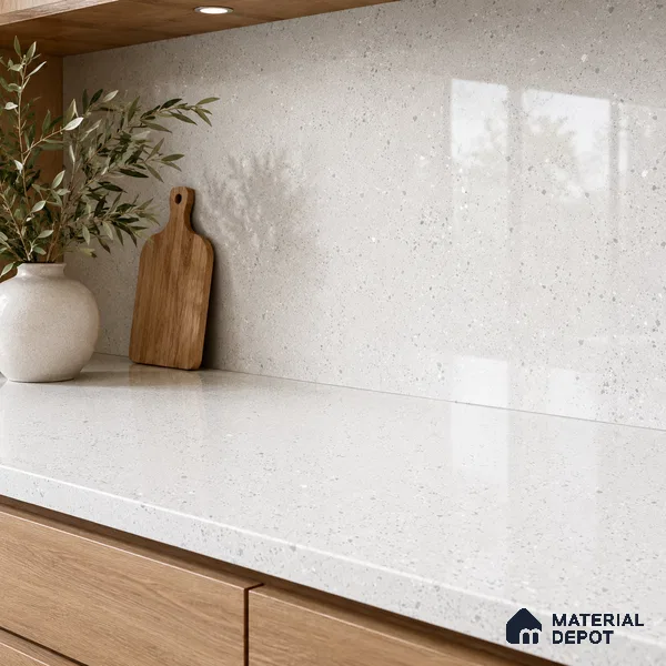 Terrazzo Kitchen Counter Top Slab TL 11507 Mozeco Ice 8 ft x 3 ft Full Body Glossy Finish - 15 mm | Suitable for Table Top & Window Frame | Adhesive and Spacers Must be Used During Installation