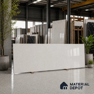 Terrazzo Kitchen Counter Top Slab TL 11507 Mozeco Ice 8 ft x 3 ft Full Body Glossy Finish - 15 mm | Suitable for Table Top & Window Frame | Adhesive and Spacers Must be Used During Installation