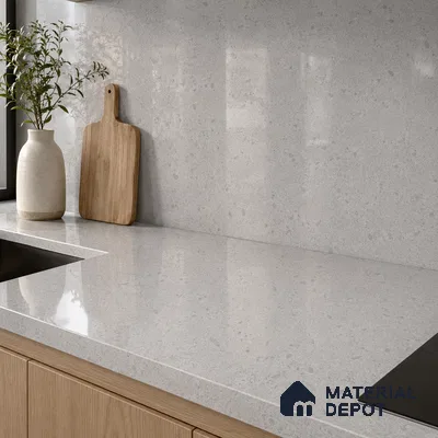 Terrazzo Kitchen Counter Top Slab TL 11508 Mozeco Iron 8 ft x 3 ft Full Body Glossy Finish - 15 mm | Suitable for Table Top & Window Frame | Adhesive and Spacers Must be Used During Installation