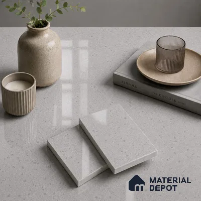 Terrazzo Kitchen Counter Top Slab TL 11508 Mozeco Iron 8 ft x 3 ft Full Body Glossy Finish - 15 mm | Suitable for Table Top & Window Frame | Adhesive and Spacers Must be Used During Installation
