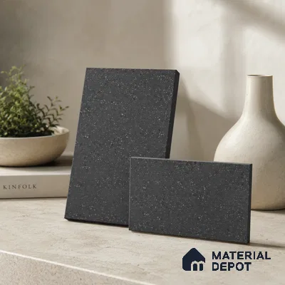 Terrazzo Kitchen Counter Top Slab TL 11509 B Mozeco Midnight 8 ft x 3 ft Full Body Digimatt Finish - 15 mm | Suitable for Table Top & Window Frame | Adhesive and Spacers Must be Used During Installation
