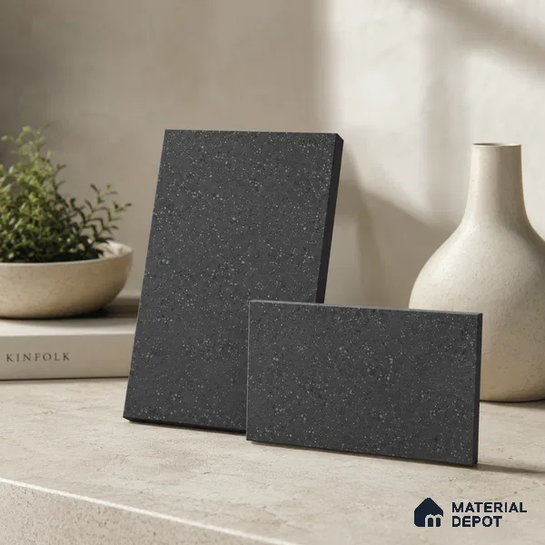Terrazzo Kitchen Counter Top Slab TL 11509 B Mozeco Midnight 8 ft x 3 ft Full Body Digimatt Finish - 15 mm | Suitable for Table Top & Window Frame | Adhesive and Spacers Must be Used During Installation