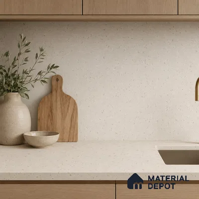 Terrazzo Kitchen Counter Top Slab TL 11510 B Mozeco Harmony 8 ft x 3 ft Full Body Digimatt Finish - 15 mm | Suitable for Table Top & Window Frame | Adhesive and Spacers Must be Used During Installation