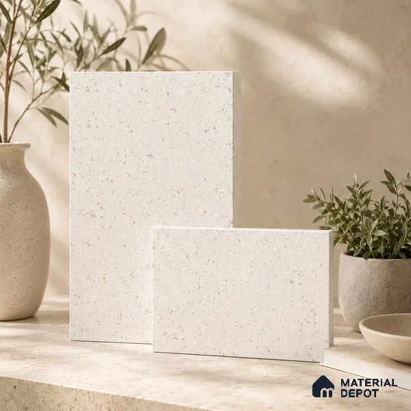 Terrazzo Kitchen Counter Top Slab TL 11510 B Mozeco Harmony 8 ft x 3 ft Full Body Digimatt Finish - 15 mm | Suitable for Table Top & Window Frame | Adhesive and Spacers Must be Used During Installation